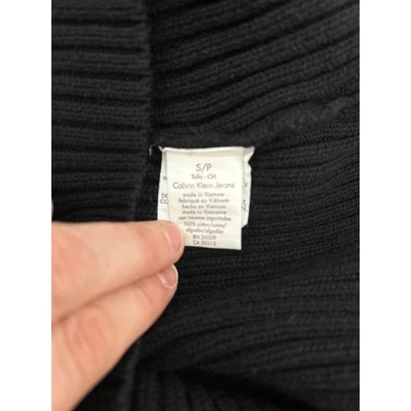 Y2K Goth Calvin Klein Ribbed Knit Hoodie Jacket Cyber Punk Sweater S - Picture 12 of 14